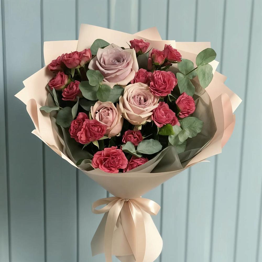 Букет цветов из: Гвоздики и Розы в Яблочном