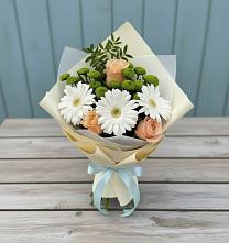 Букет цветов из:  Герберы, Розы и Хризантемы в Яблочном