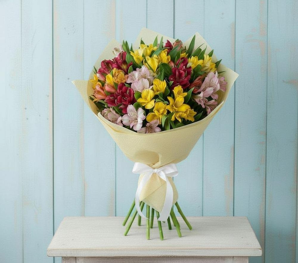 Букет цветов из: Альстромерии в Яблочном