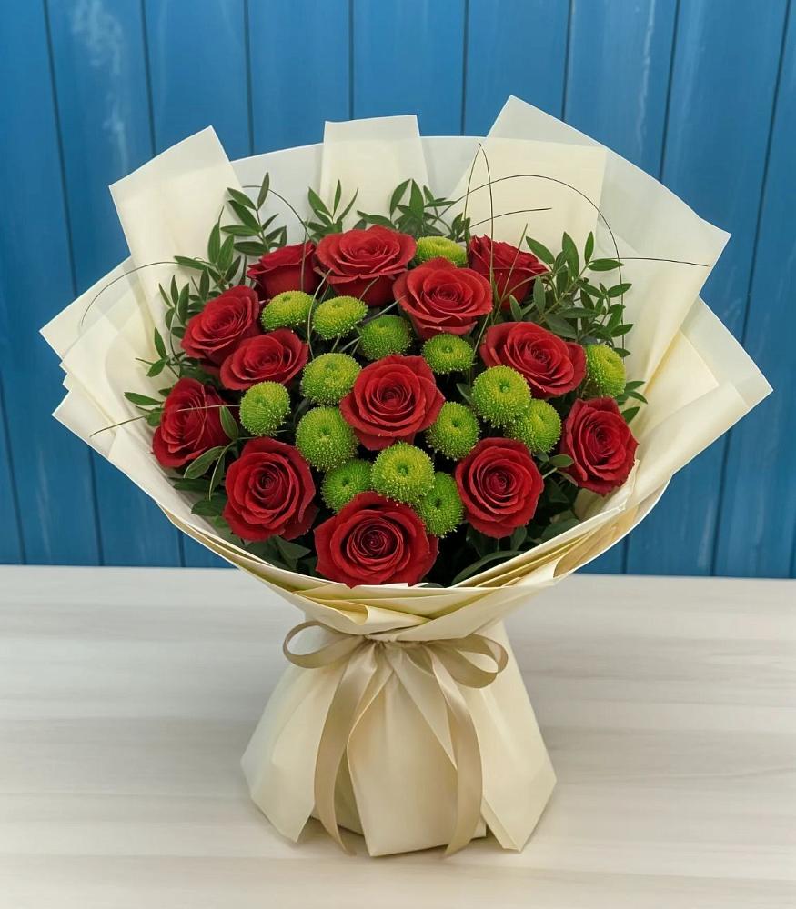 Букет цветов из: Розы и Хризантемы в Яблочном